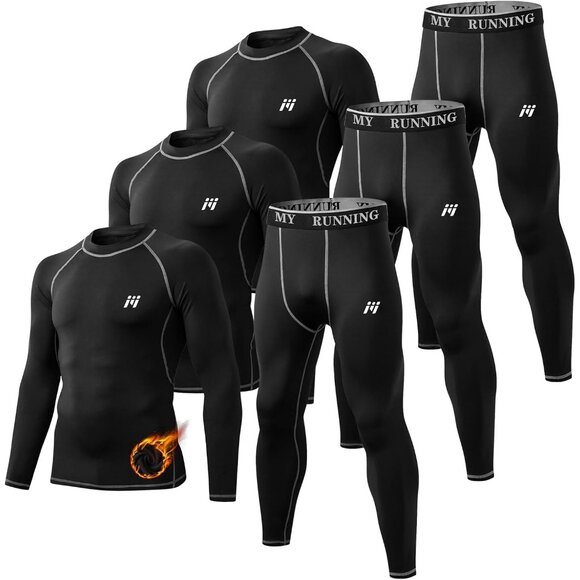 Men Thermal Underwear Set Long Johns with Fleece Lined Base Layer Men Cold Weath
